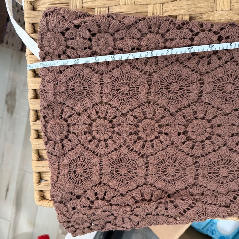 Spell & the Gypsy Helena Crochet Lace Bells Chocolate Brown Flare Pants Boho M - Picture 6 of 10